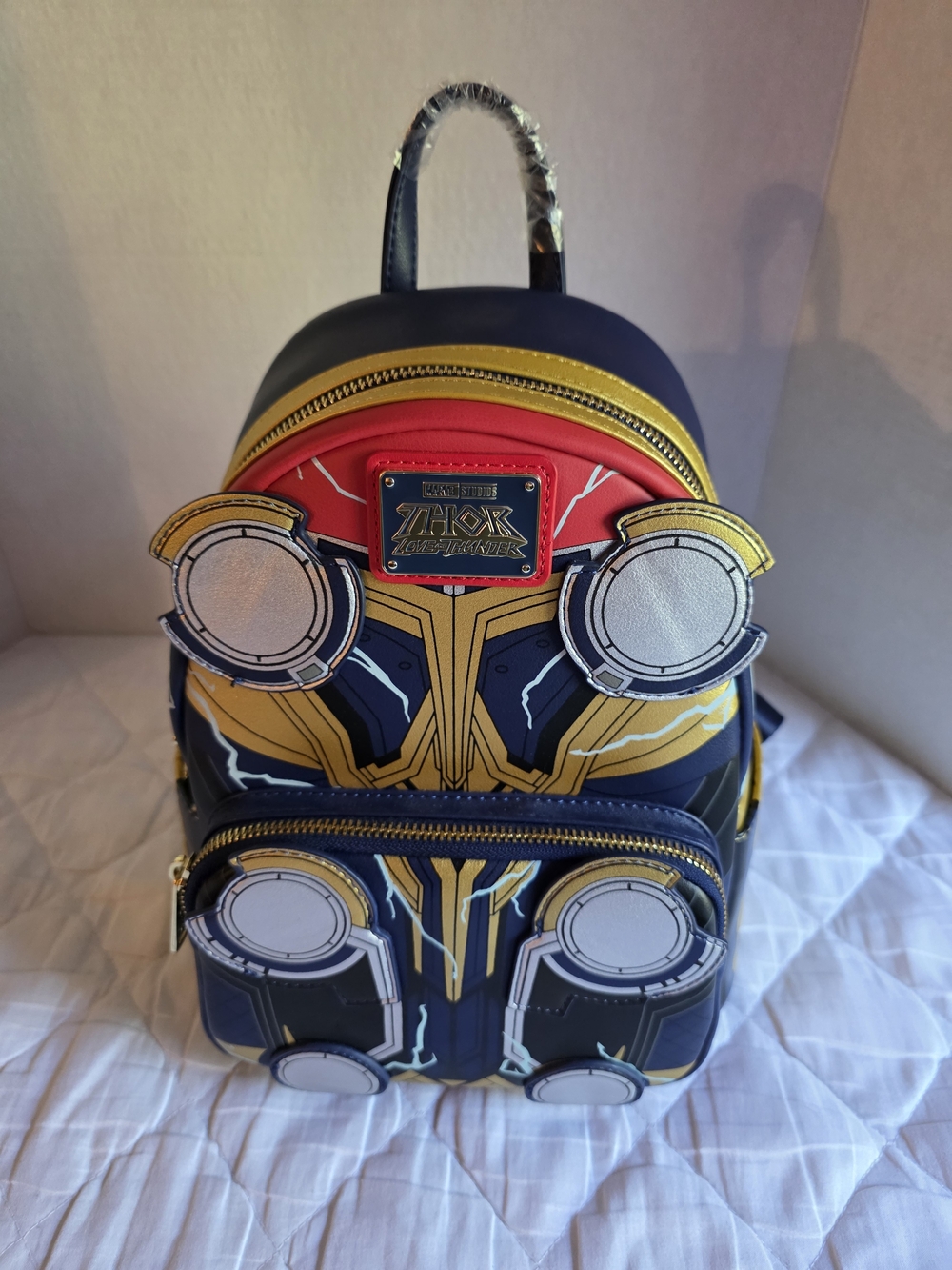 Loungefly, Thor: Love and Thunder Red & Gold Men’s Backpack. NWT. Glow In The Da